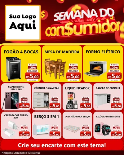 Modelo de Rede Social para Feed Instagram com o tema Semana do Consumidor para Móveis e Eletro
