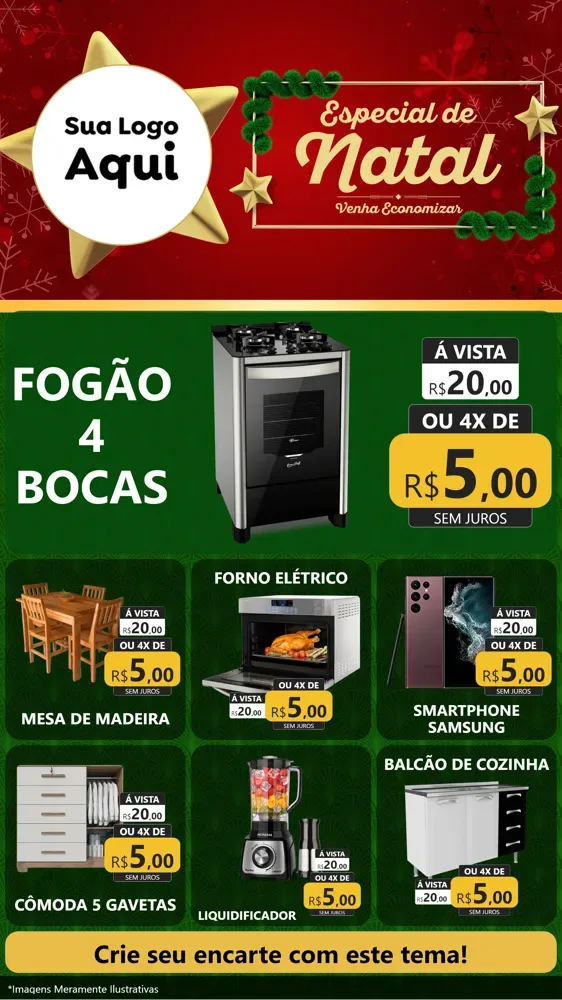 Modelo de Rede Social para Stories com o tema Especial de Natal para Móveis e Eletro
