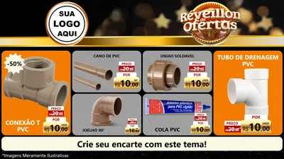 Modelo de TV para TV Horizontal com o tema Réveillon de Ofertas para Tubos e conexões
