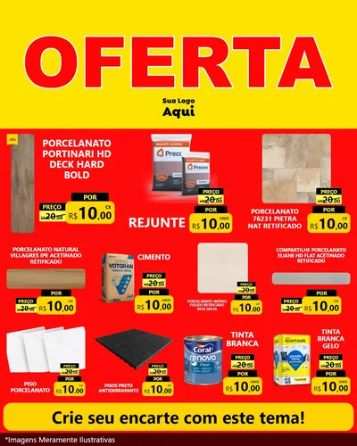 Modelo de Rede Social para Feed Instagram com o tema OFERTA - Vermelho Cartaz para Pisos e revestimentos