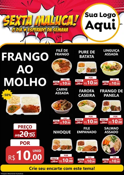 Modelo de Encarte para Encarte A4 Vertical com o tema Sexta Maluca! para Restaurante