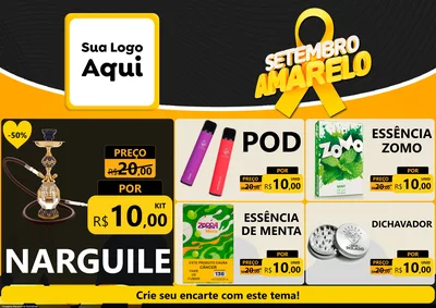 Modelo de Encarte para Encarte A4 Horizontal com o tema Setembro Amarelo para Tabacaria