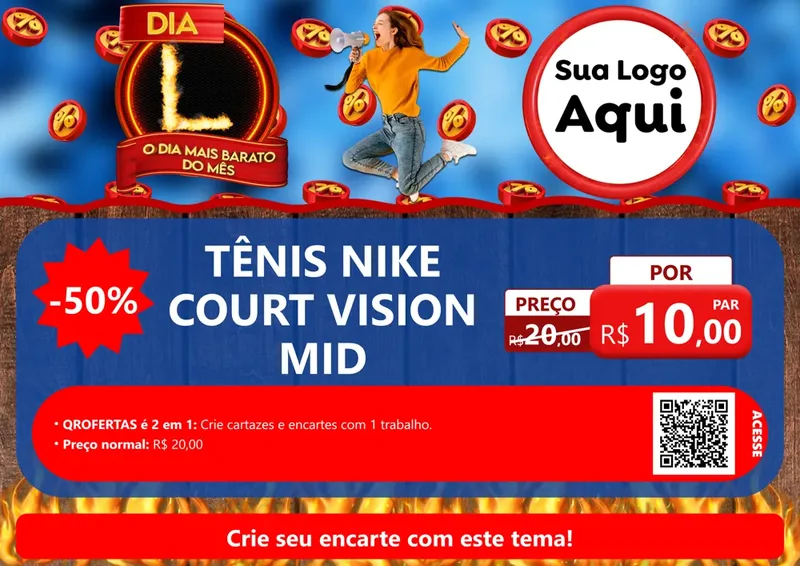Modelo de Cartaz para Cartaz A4 Horizontal com o tema Dia L - O Dia Mais Barato Do Mês para Calçados