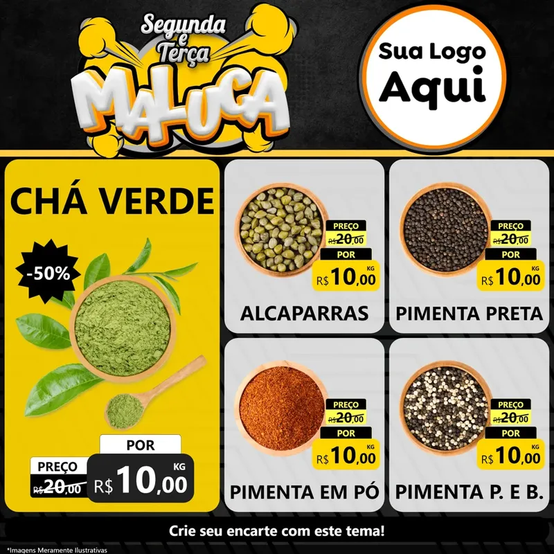 Modelo de Rede Social para Feed Facebook com o tema Segunda e Terça Maluca para Produtos Naturais