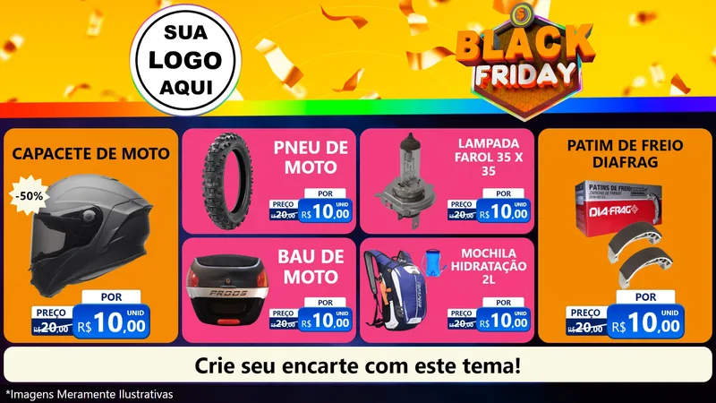 Modelo de TV para TV Horizontal com o tema Black Friday para Moto peças