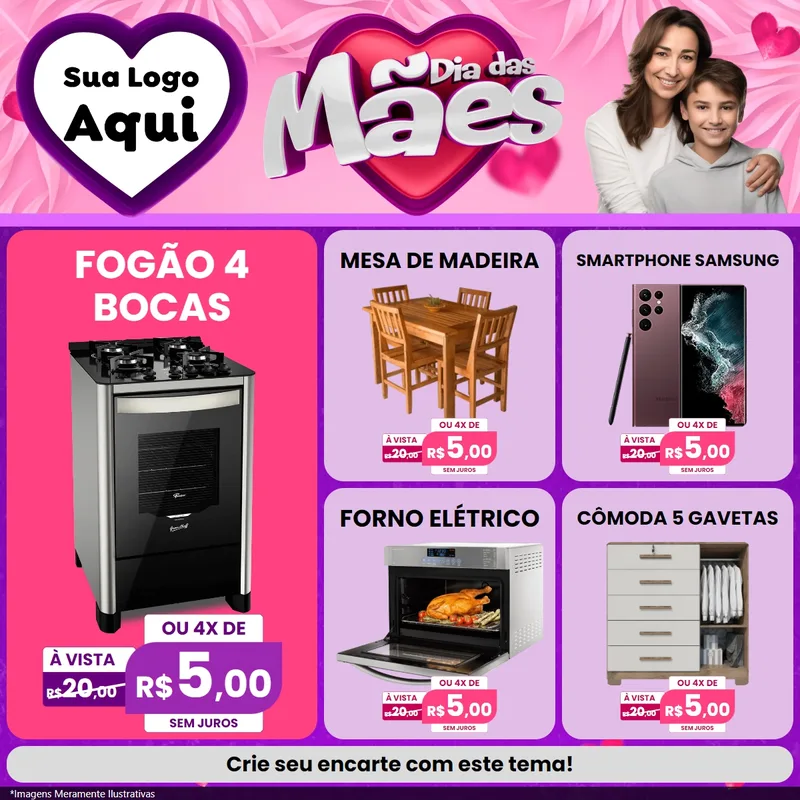 Modelo de Rede Social para Feed Facebook com o tema Dia das Mães para Móveis e Eletro