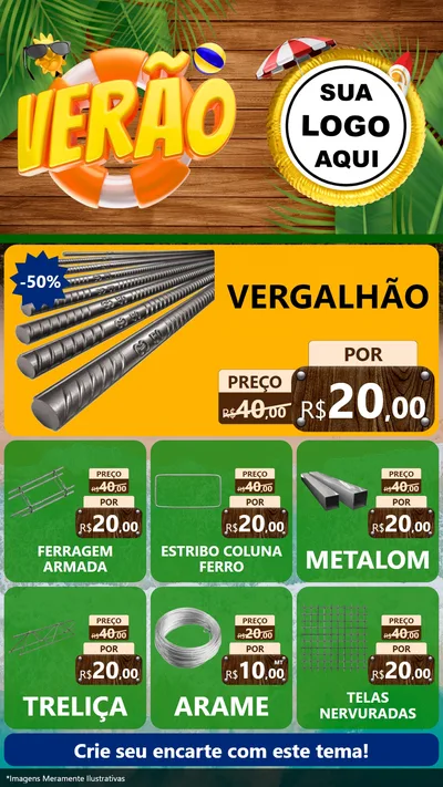 Modelo de Rede Social para Stories com o tema Verão para Ferragens