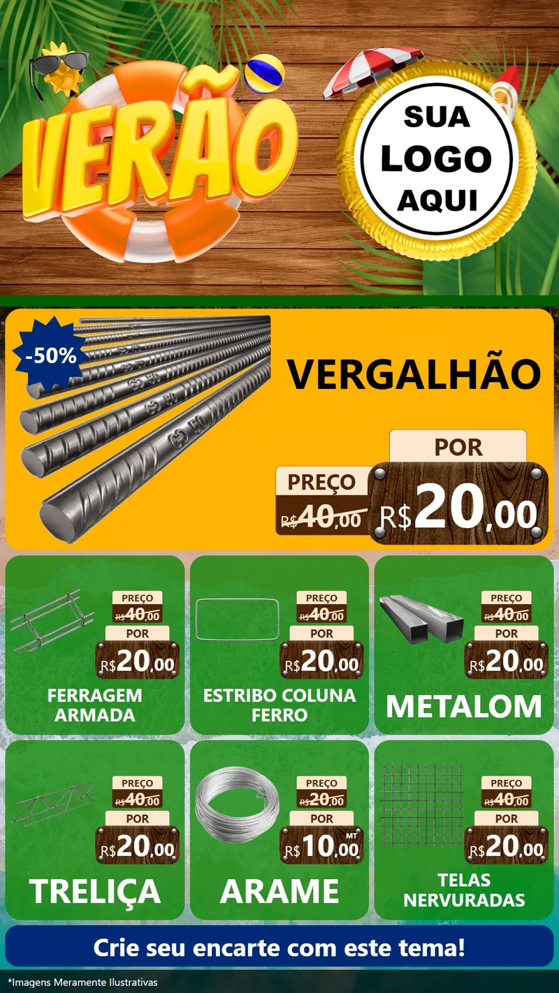 Modelo de Rede Social para Stories com o tema Verão para Ferragens