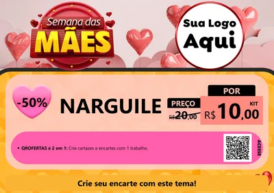 Modelo de Cartaz para Cartaz A4 Horizontal com o tema Semana das Mães para Tabacaria