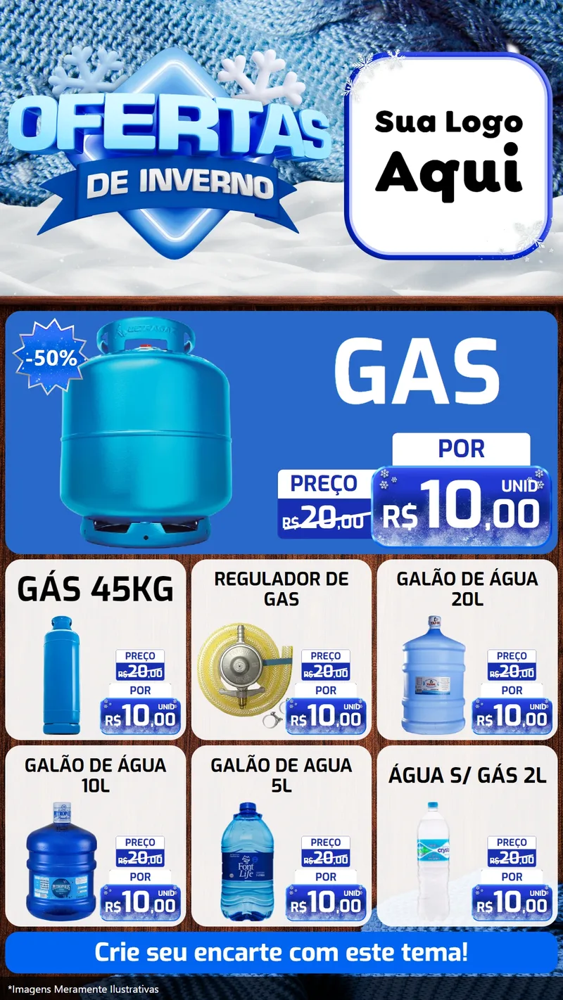 Modelo de Rede Social para Stories com o tema Ofertas de Inverno para Água e gás