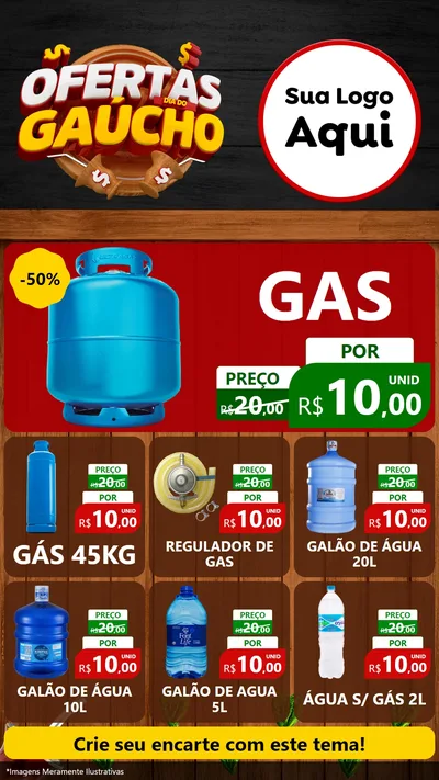 Modelo de Rede Social para Stories com o tema Ofertas Dia do Gaúcho para Água e gás