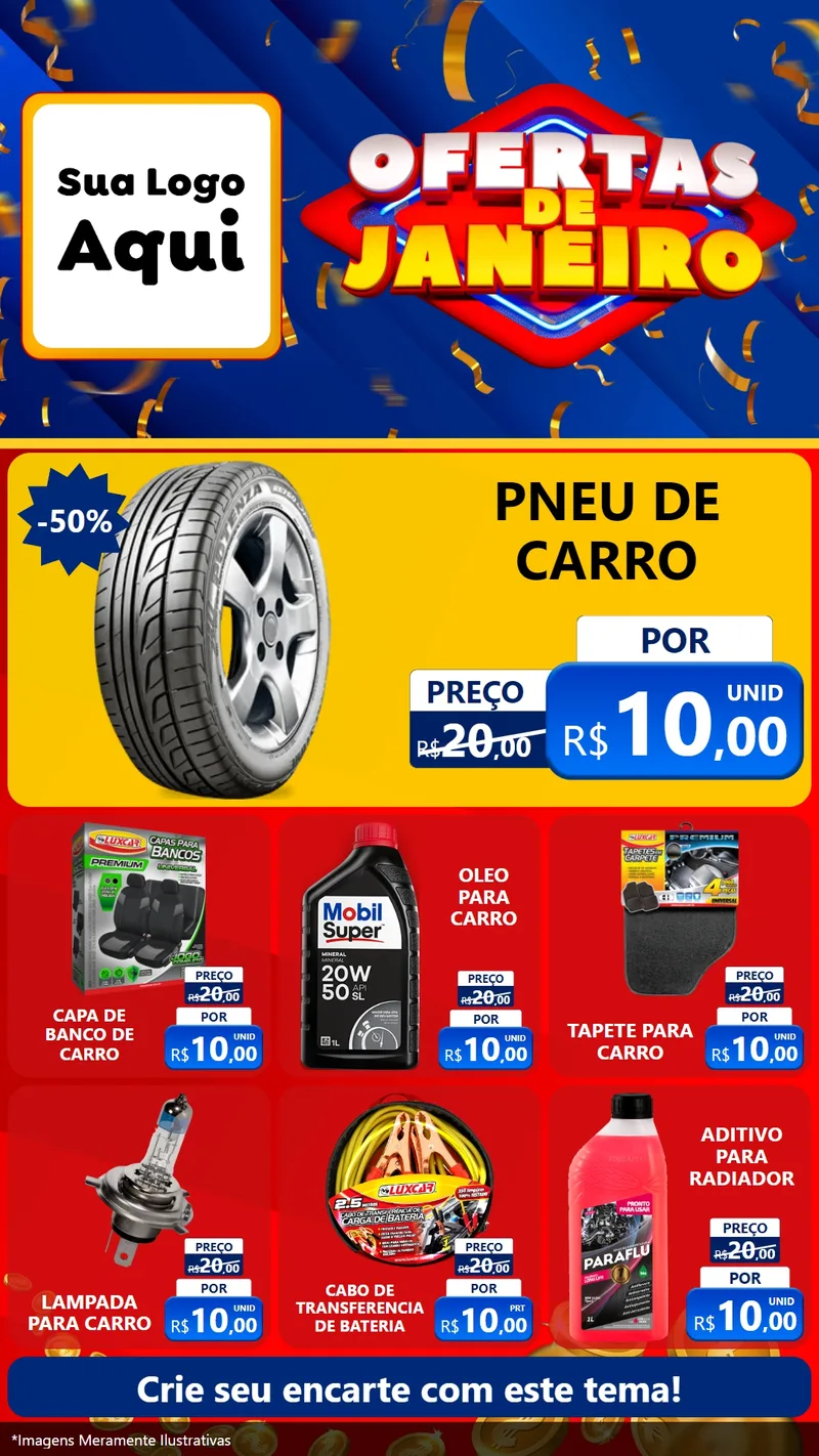 Modelo de Rede Social para Stories com o tema Ofertas de Janeiro para Auto peças