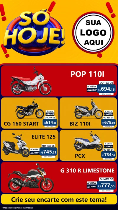 Modelo de TV para TV Vertical com o tema Só Hoje! para Concessionaria de Motos