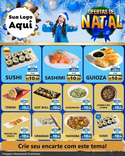 Modelo de Rede Social para Feed Instagram com o tema Ofertas de Natal para Comida japonesa