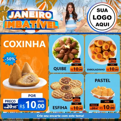 Modelo de Rede Social para Feed Facebook com o tema Janeiro Imbatível para Salgadaria