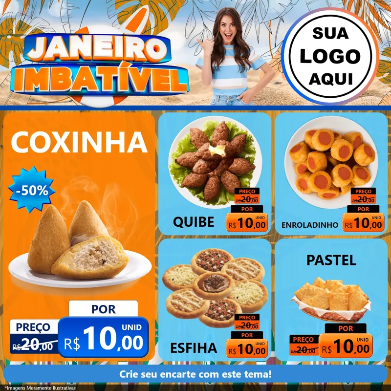 Modelo de Rede Social para Feed Facebook com o tema Janeiro Imbatível para Salgadaria