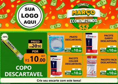 Modelo de Encarte para Encarte A4 Horizontal com o tema Comece Março Economizando para Embalagens