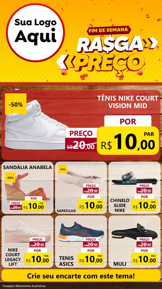 Modelo de Rede Social para Stories com o tema Fim de Semana Rasga Preços para Calçados