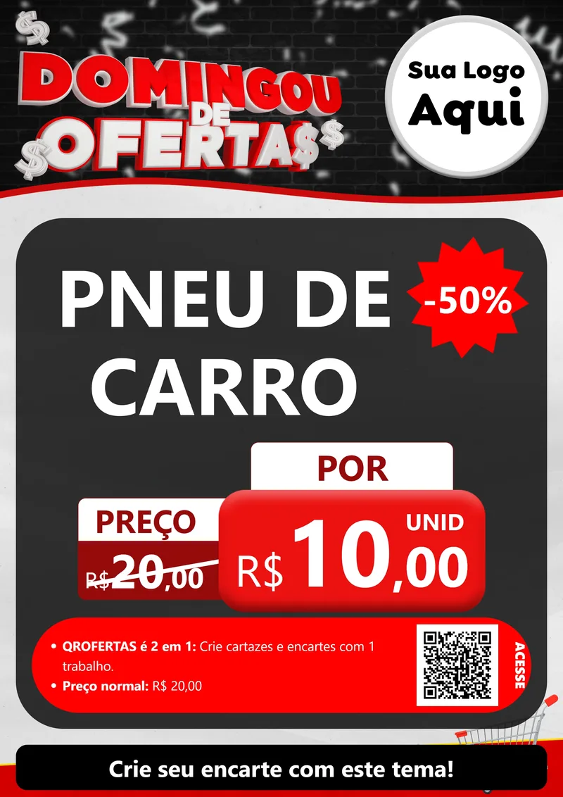 Modelo de Cartaz para Cartaz A4 Vertical com o tema Domingou de Ofertas para Auto peças
