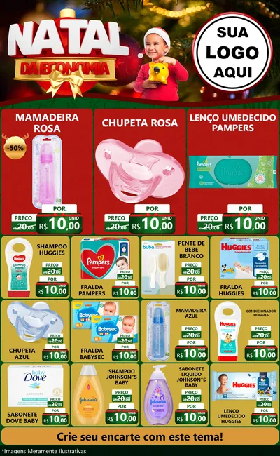 Modelo de Encarte para Encarte Grande com o tema Natal da Economia para Bebês