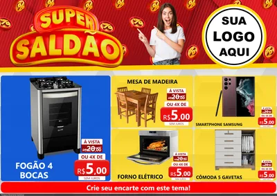 Modelo de Encarte para Encarte A4 Horizontal com o tema Super Saldão para Móveis e Eletro