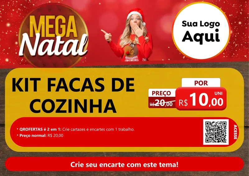 Modelo de Cartaz para Cartaz A4 Horizontal com o tema Mega Natal para Utilidades Domésticas