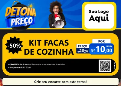 Modelo de Cartaz para Cartaz A4 Horizontal com o tema Detona Preços para Utilidades Domésticas