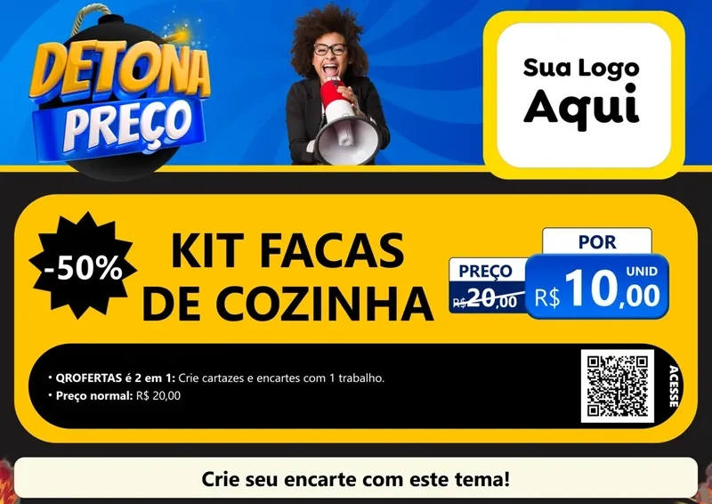 Modelo de Cartaz para Cartaz A4 Horizontal com o tema Detona Preços para Utilidades Domésticas