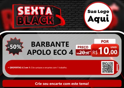 Modelo de Cartaz para Cartaz A4 Horizontal com o tema Sexta Black para Armarinho e Aviamentos