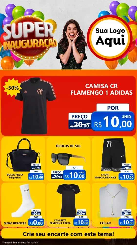 Modelo de Rede Social para Stories com o tema Super Inauguração para Roupas e acessórios