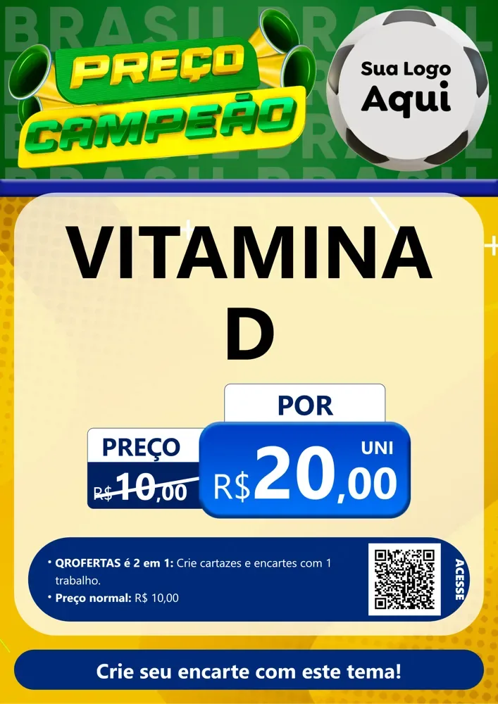 Modelo de Cartaz para Cartaz A4 Vertical com o tema Preço Campeão - Copa para Farmácia