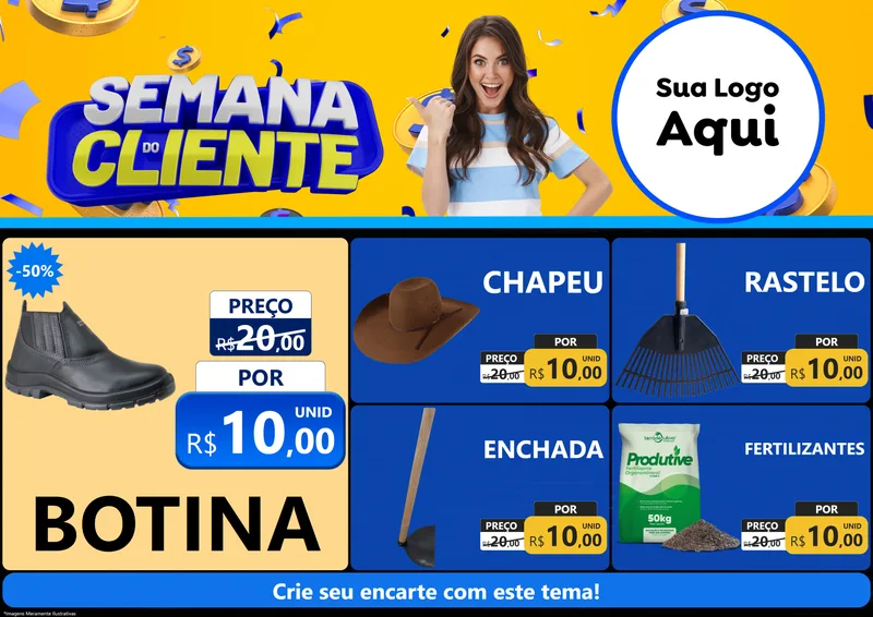 Modelo de Encarte para Encarte A4 Horizontal com o tema Semana do Cliente para Agropecuária