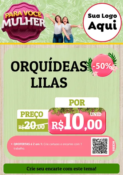 Modelo de Cartaz para Cartaz A4 Vertical com o tema Para Você Mulher para Floricultura e jardim