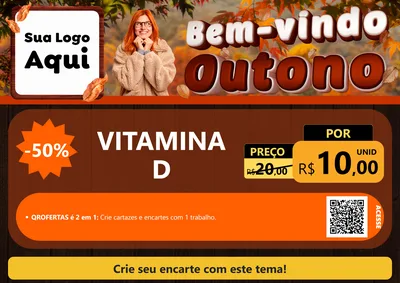 Modelo de Cartaz para Cartaz A4 Horizontal com o tema Bem-vindo Outono para Farmácia
