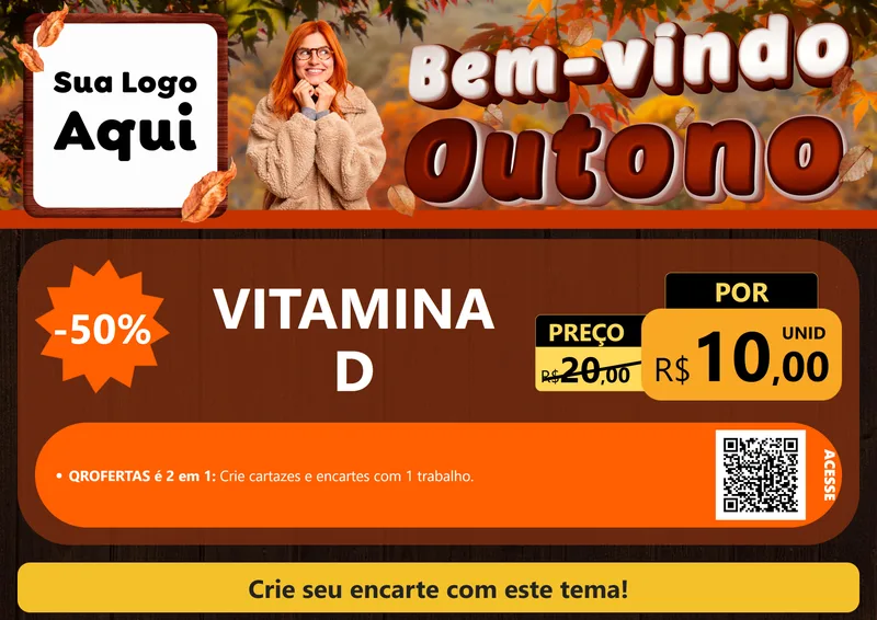 Modelo de Cartaz para Cartaz A4 Horizontal com o tema Bem-vindo Outono para Farmácia