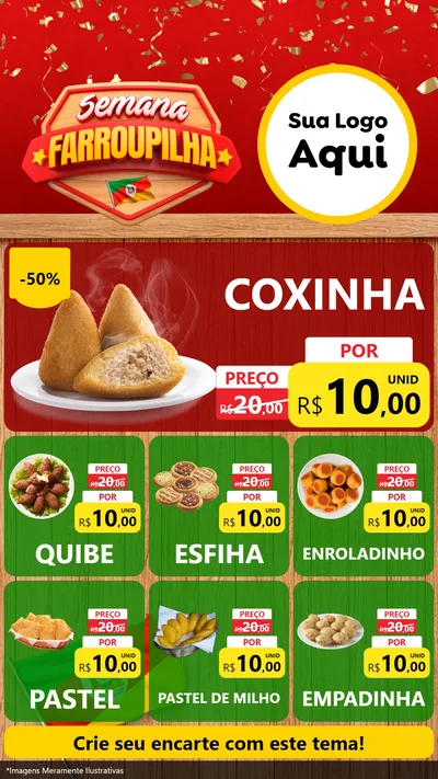 Modelo de Rede Social para Stories com o tema Semana Farroupilha para Salgadaria