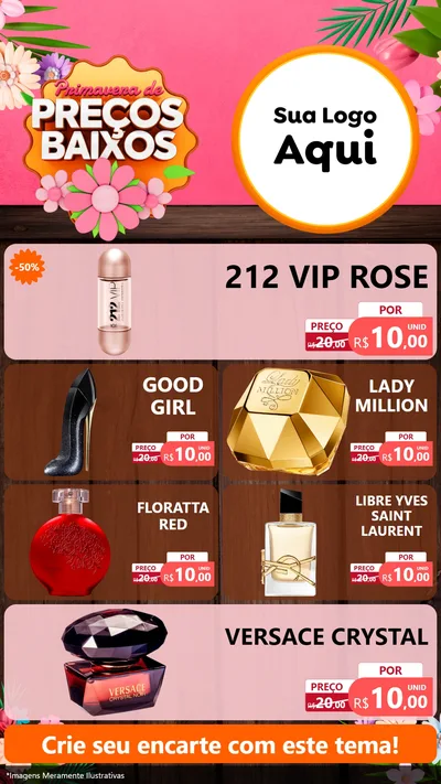 Modelo de TV para TV Vertical com o tema Primavera de Preços Baixos para Perfumes