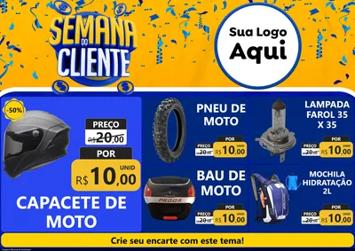 Modelo de Encarte para Encarte A4 Horizontal com o tema Semana do Cliente para Moto peças