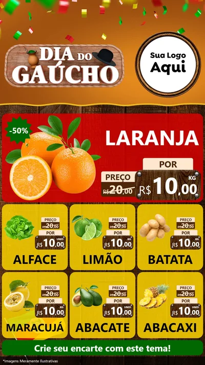 Modelo de Rede Social para Stories com o tema Dia do Gaúcho para Hortifrúti