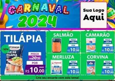 Modelo de Encarte para Encarte A4 Horizontal com o tema Carnaval 2027 para Peixaria