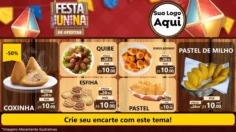 Modelo de TV para TV Horizontal com o tema Festa Junina de Ofertas para Salgadaria