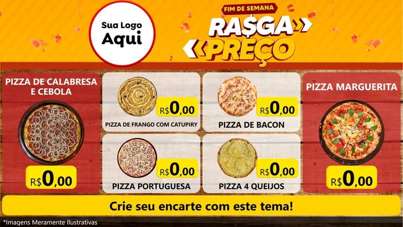 Modelo de TV para TV Horizontal com o tema Fim de Semana Rasga Preços para Pizzaria