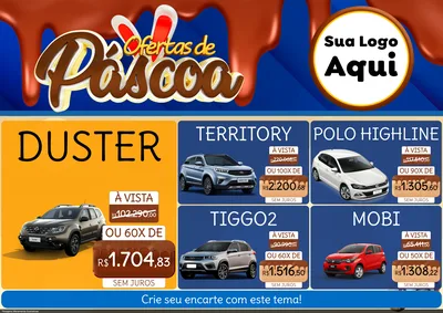Modelo de Encarte para Encarte A4 Horizontal com o tema Ofertas de Páscoa para Concessionaria de Carros