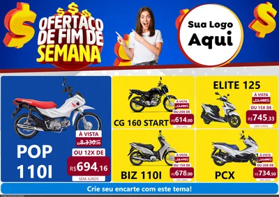Modelo de Encarte para Encarte A4 Horizontal com o tema Ofertaço de Fim de Semana para Concessionaria de Motos