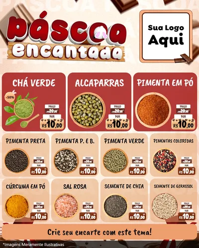 Modelo de Rede Social para Feed Instagram com o tema Páscoa Encantada para Produtos Naturais