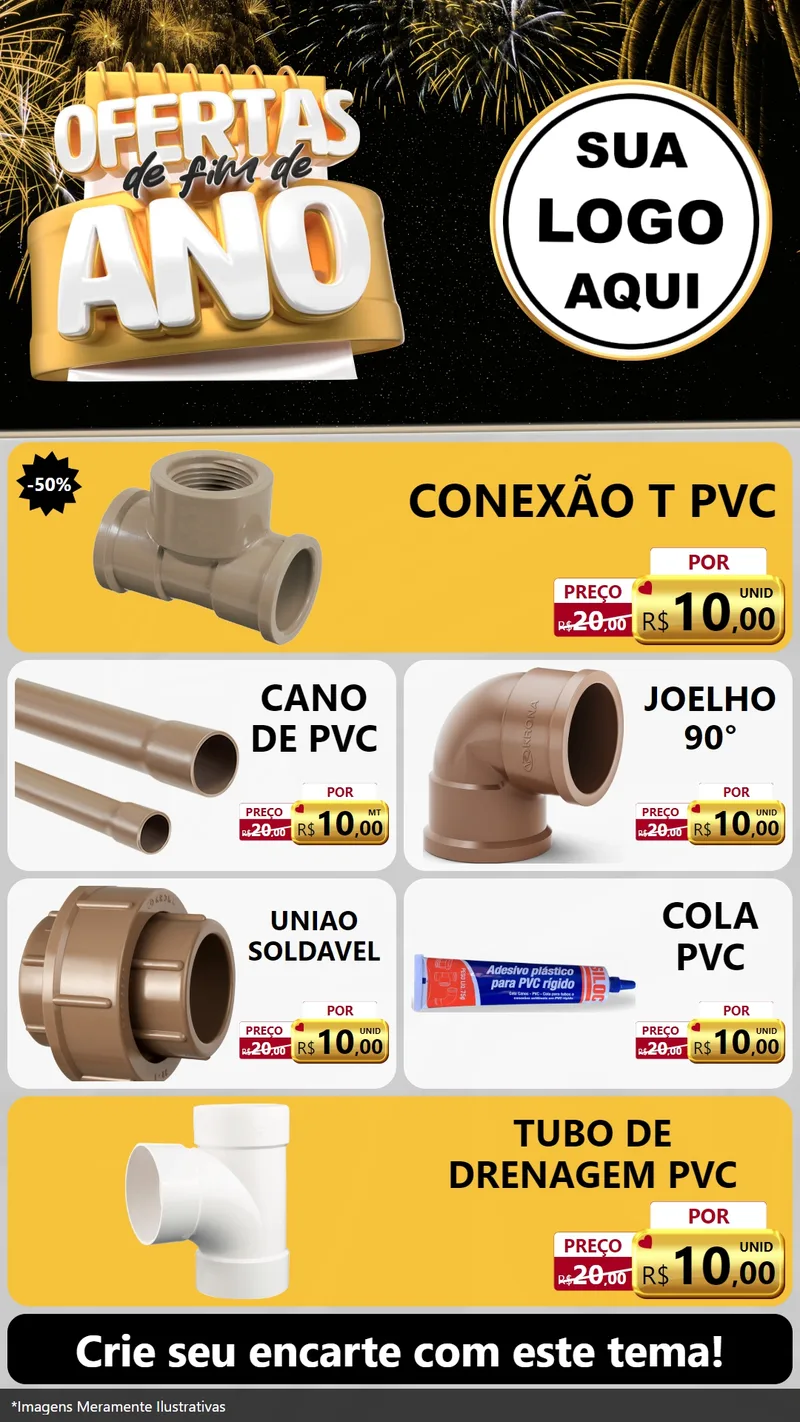 Modelo de TV para TV Vertical com o tema Ofertas de Fim de Ano para Tubos e conexões