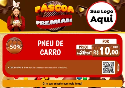 Modelo de Cartaz para Cartaz A4 Horizontal com o tema Páscoa Premiada para Auto peças