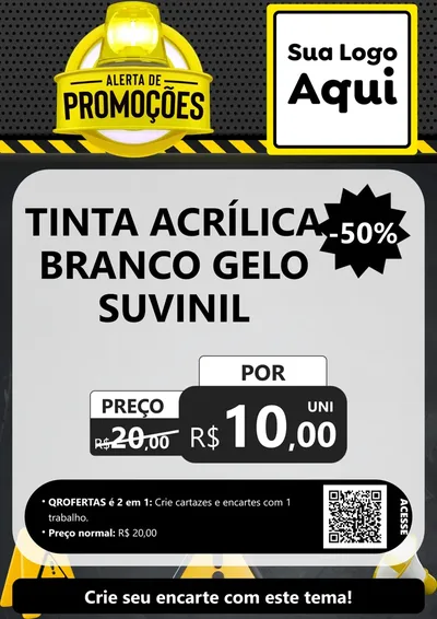 Modelo de Cartaz para Cartaz A4 Vertical com o tema Alerta de Promoções para Tintas e Ferramentas