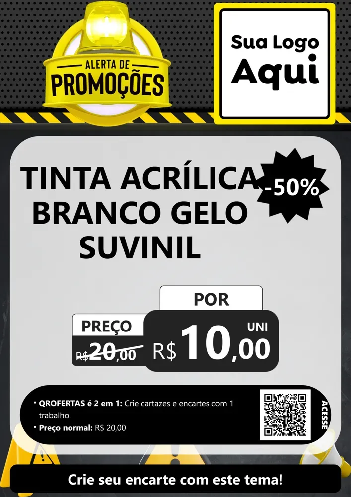 Modelo de Cartaz para Cartaz A4 Vertical com o tema Alerta de Promoções para Tintas e Ferramentas