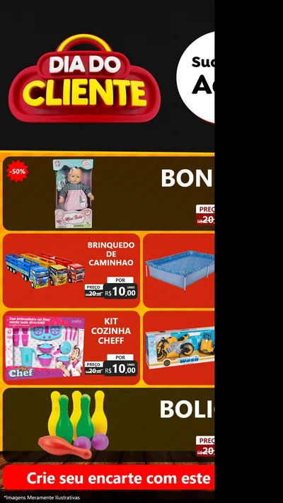 Modelo de TV para TV Vertical com o tema Dia do Cliente para Brinquedos